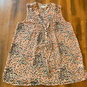 Pleione for Anthropology blouse women’s XS multi color hearts sheer slee…